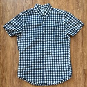 J. Crew Navy and White Plaid Button Down Shirt